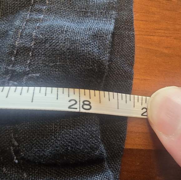 H & M Linen Pants Small. Navy Blue.  Drawstring. 28" length, 13" elastic waist - Picture 6 of 8